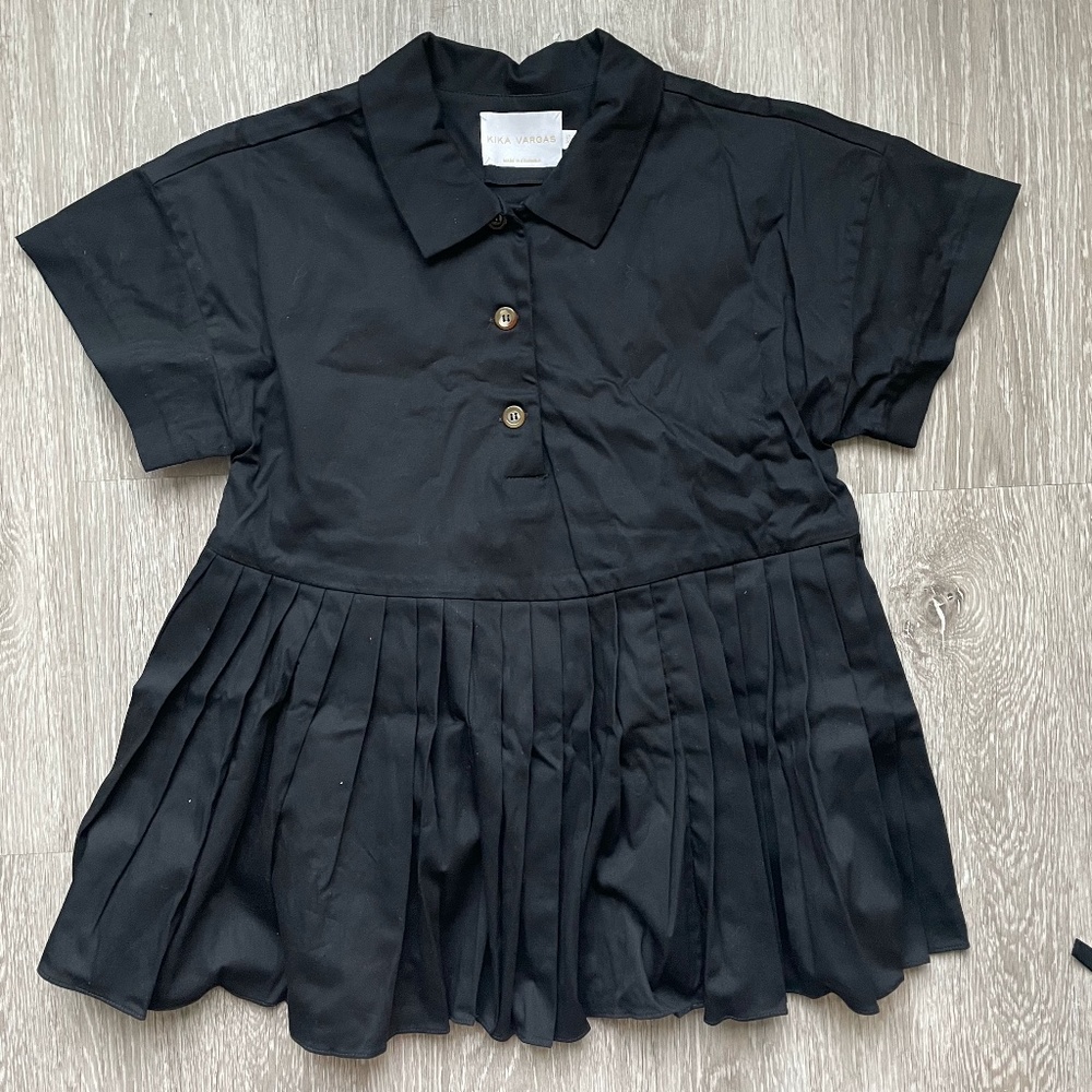 KIKA VARGAS Aida Polo Pleated Top